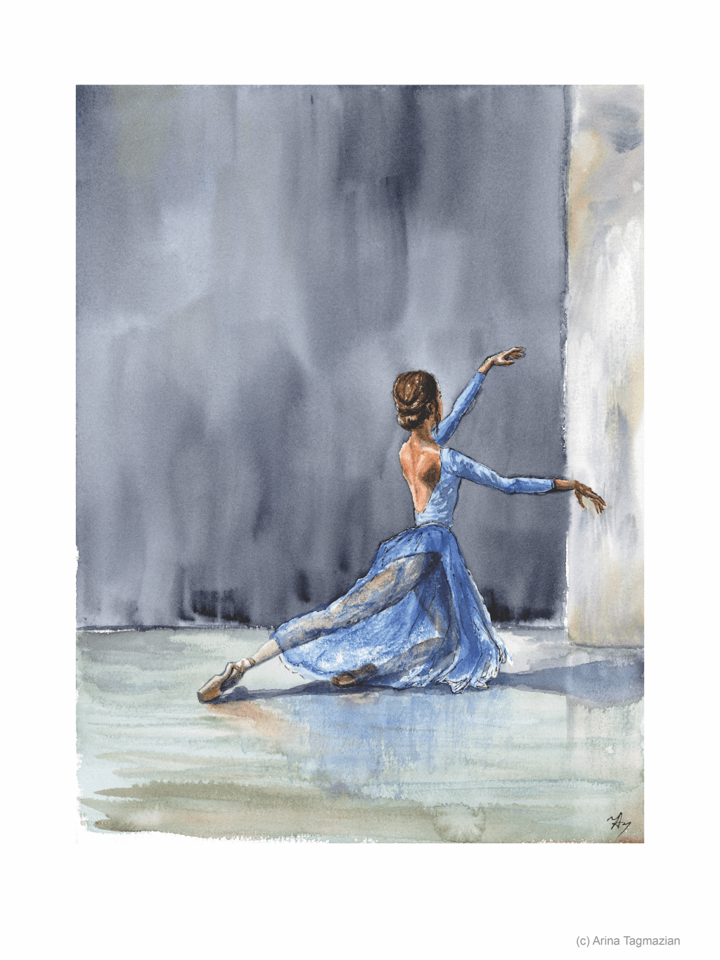 Poster “Ballerina in a blue&nbsp;dress”